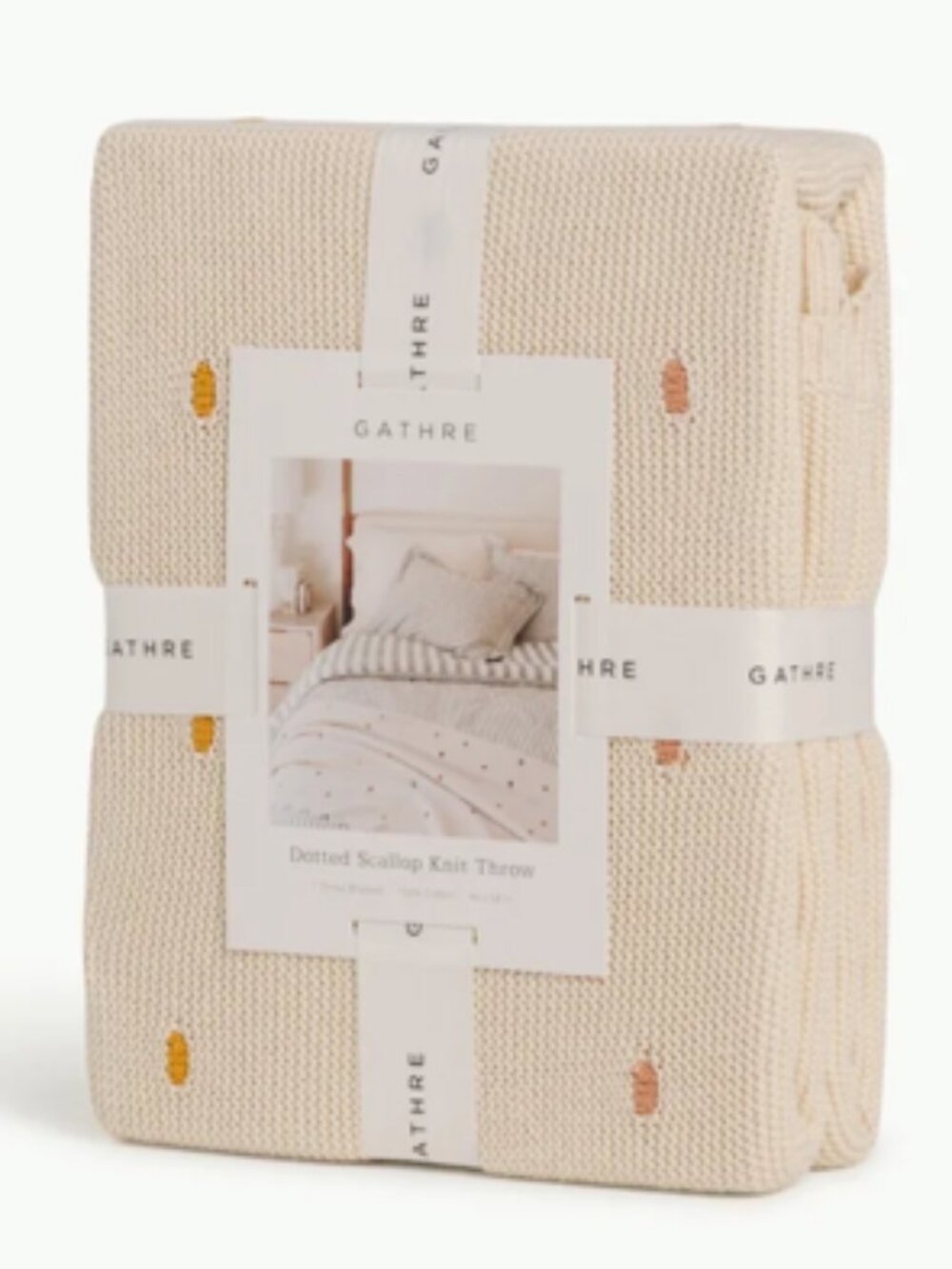 Closeout: NWT Dotted GATHRE Scallop Knit Throw